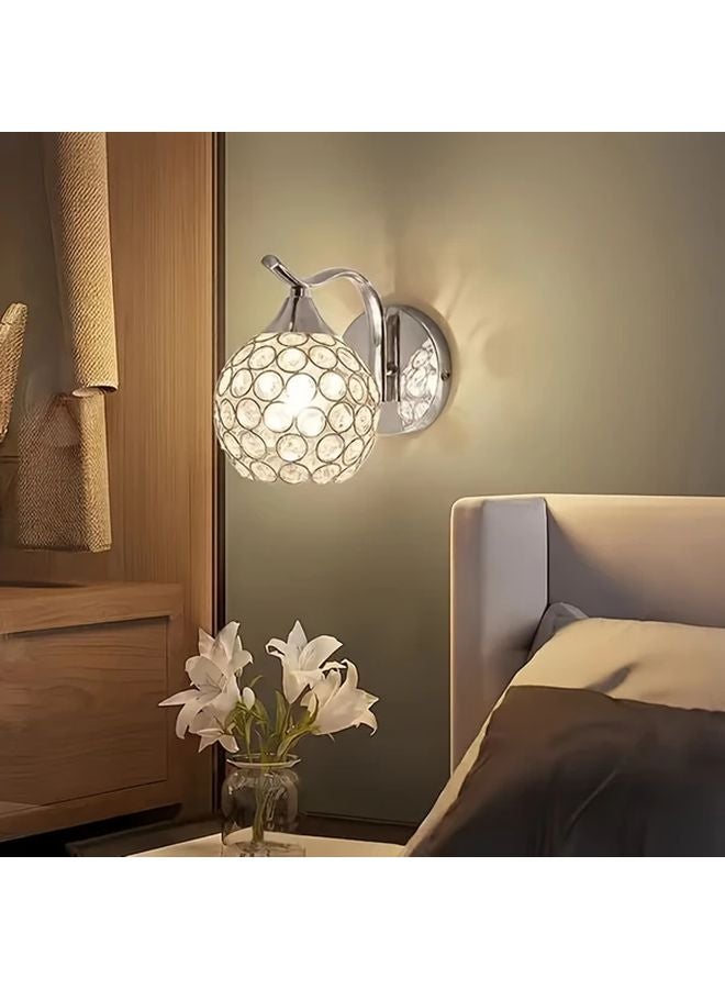 Golden Dimmable Crystal Wall Sconce 5W Acrylic Shade Bedside Lamp For Bedroom Living Room - Image 2
